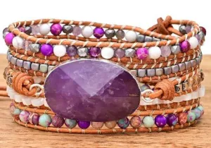 Amethyst Boho Wrap Bracelet for Healing & Balancing