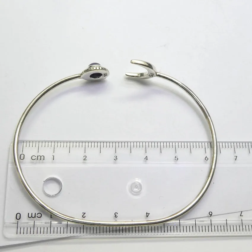 Amethyst Crescent Moon Cuff Bracelet, 925 Sterling Silver, ks