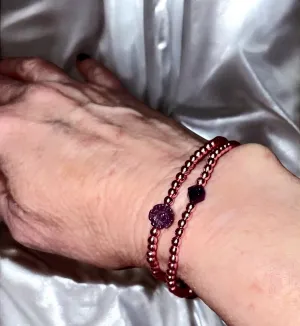 Amethyst Flower and Rose Hematite Bracelet Stack