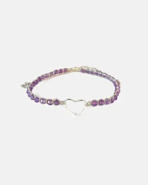 Amethyst Heart Bracelet | Silver