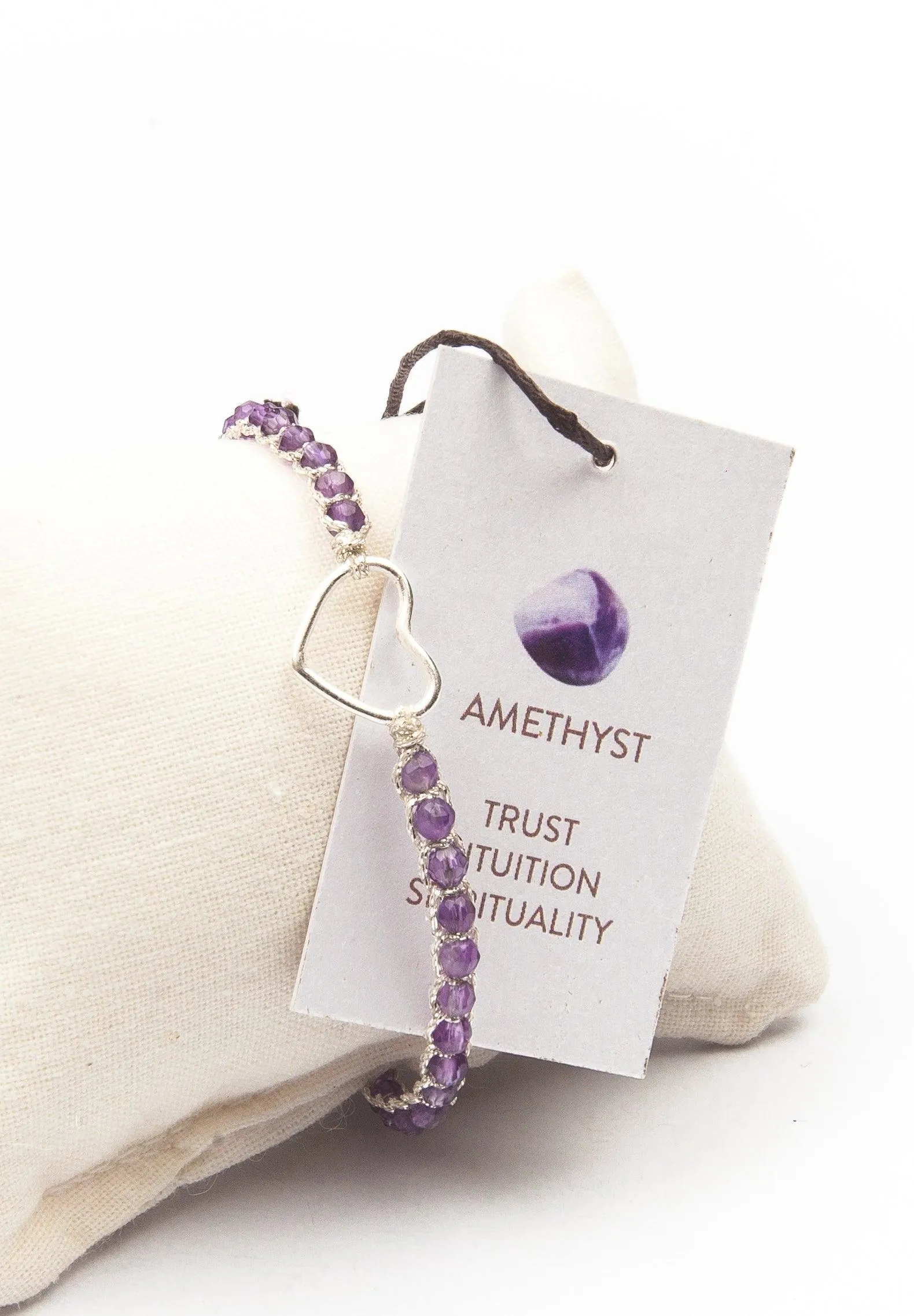 Amethyst Heart Bracelet | Silver