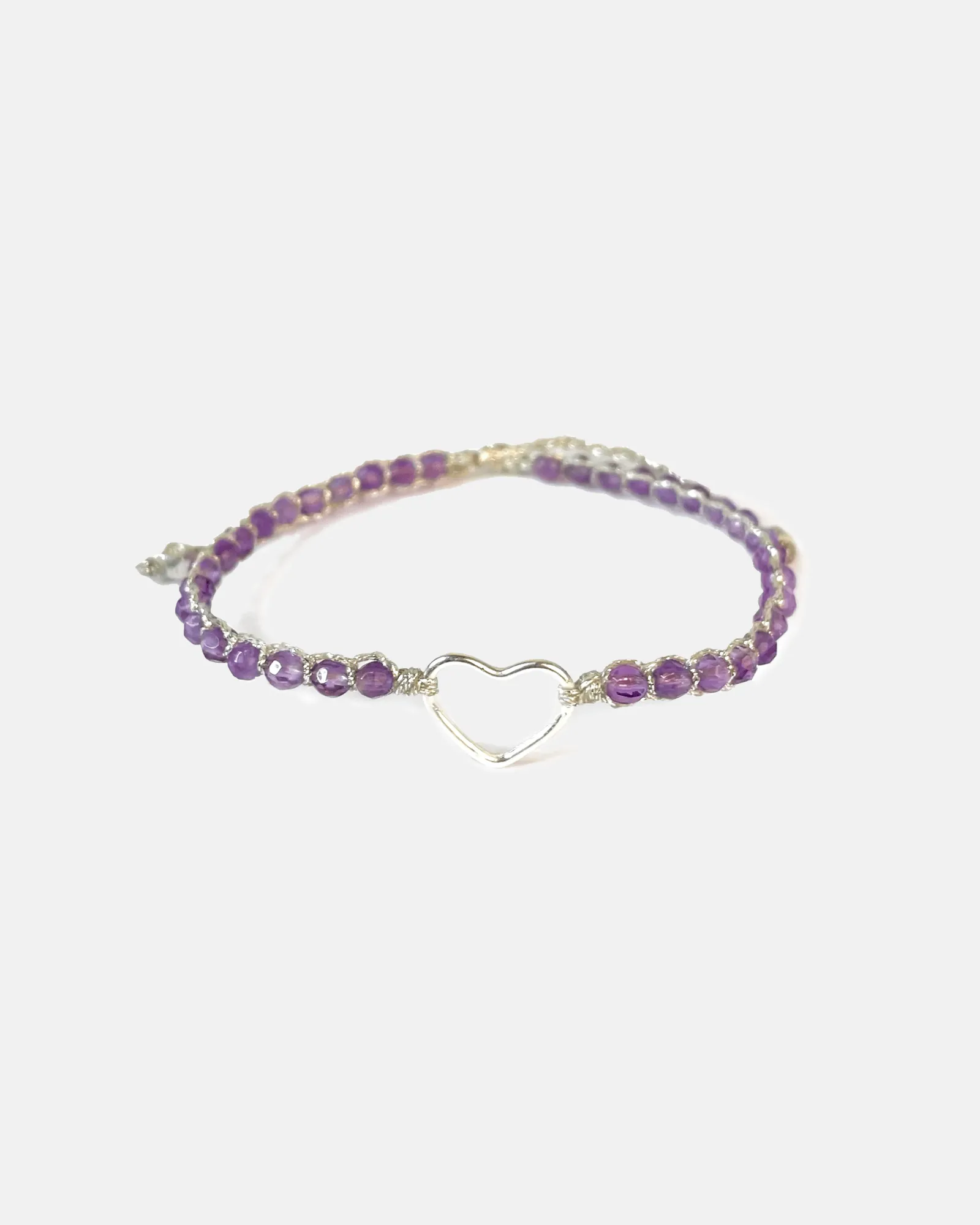 Amethyst Heart Bracelet | Silver