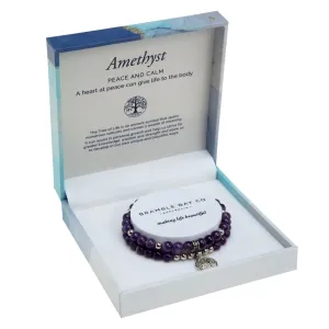 Amethyst Rhodium Tree of Life Duo Bracelet Set