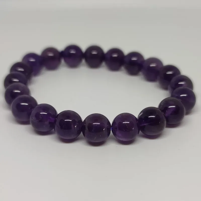 Amethyst Round Bead Crystal Bracelet