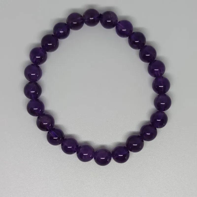 Amethyst Round Bead Crystal Bracelet