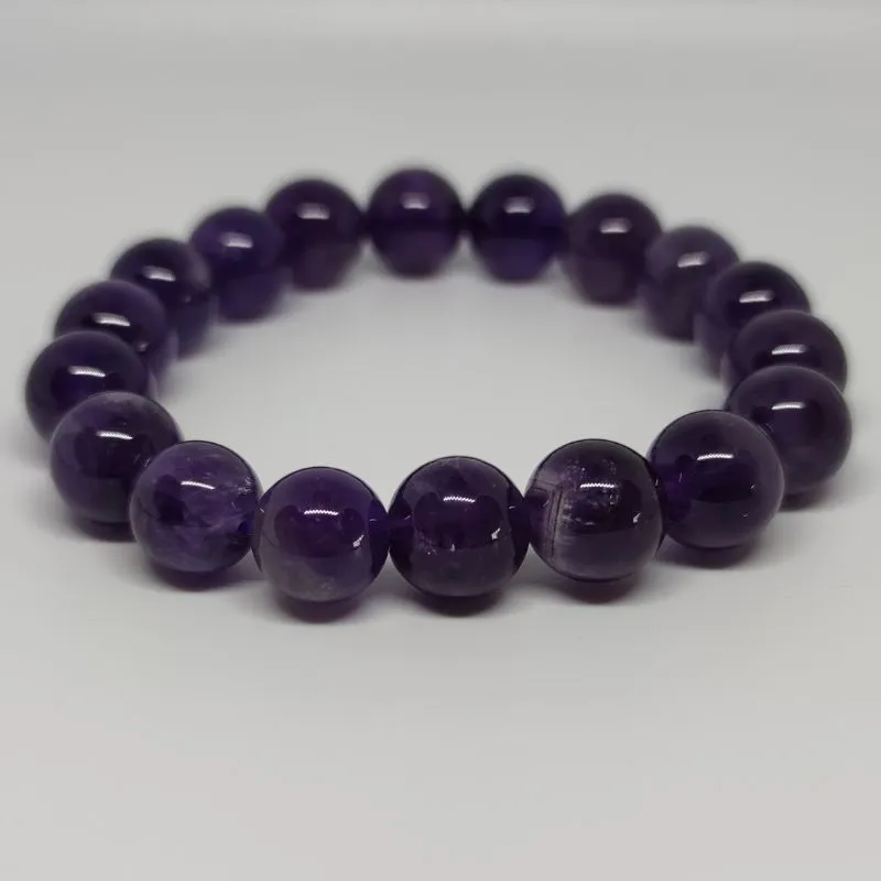 Amethyst Round Bead Crystal Bracelet