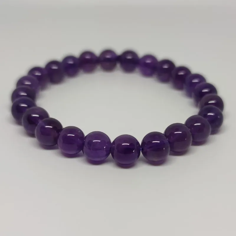Amethyst Round Bead Crystal Bracelet