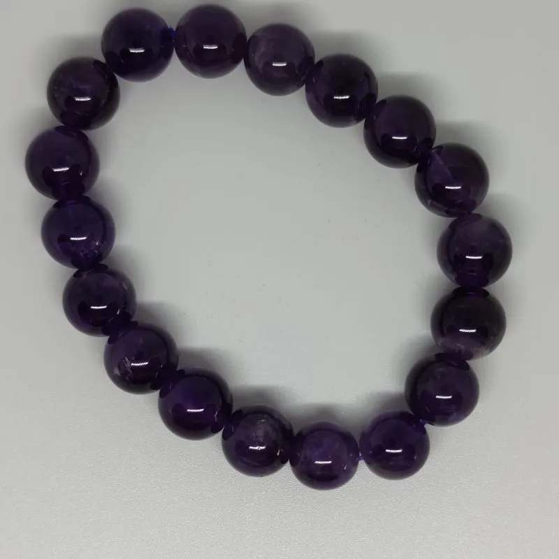 Amethyst Round Bead Crystal Bracelet