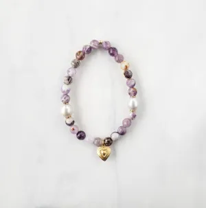 Amethyst Sage   Gold Heart Bracelet