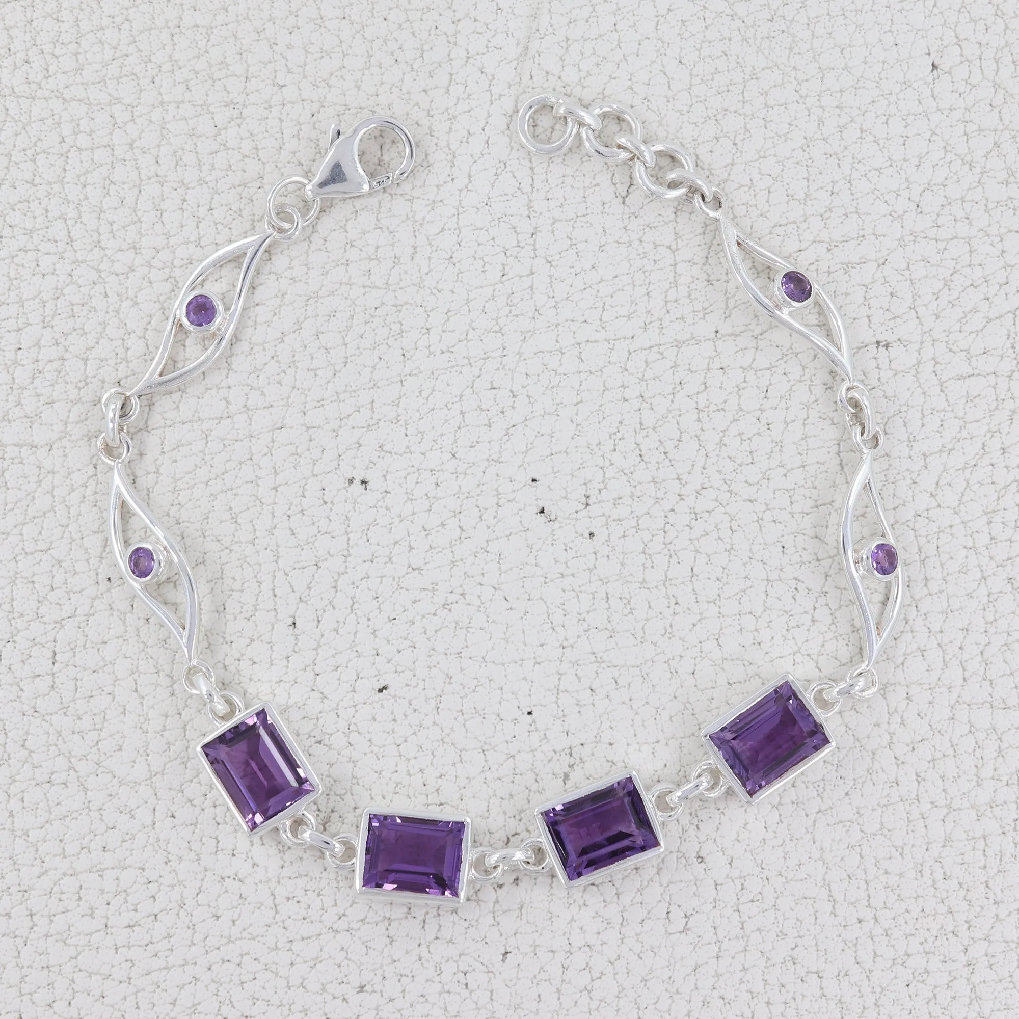 Amethyst Silver Chain Bracelet