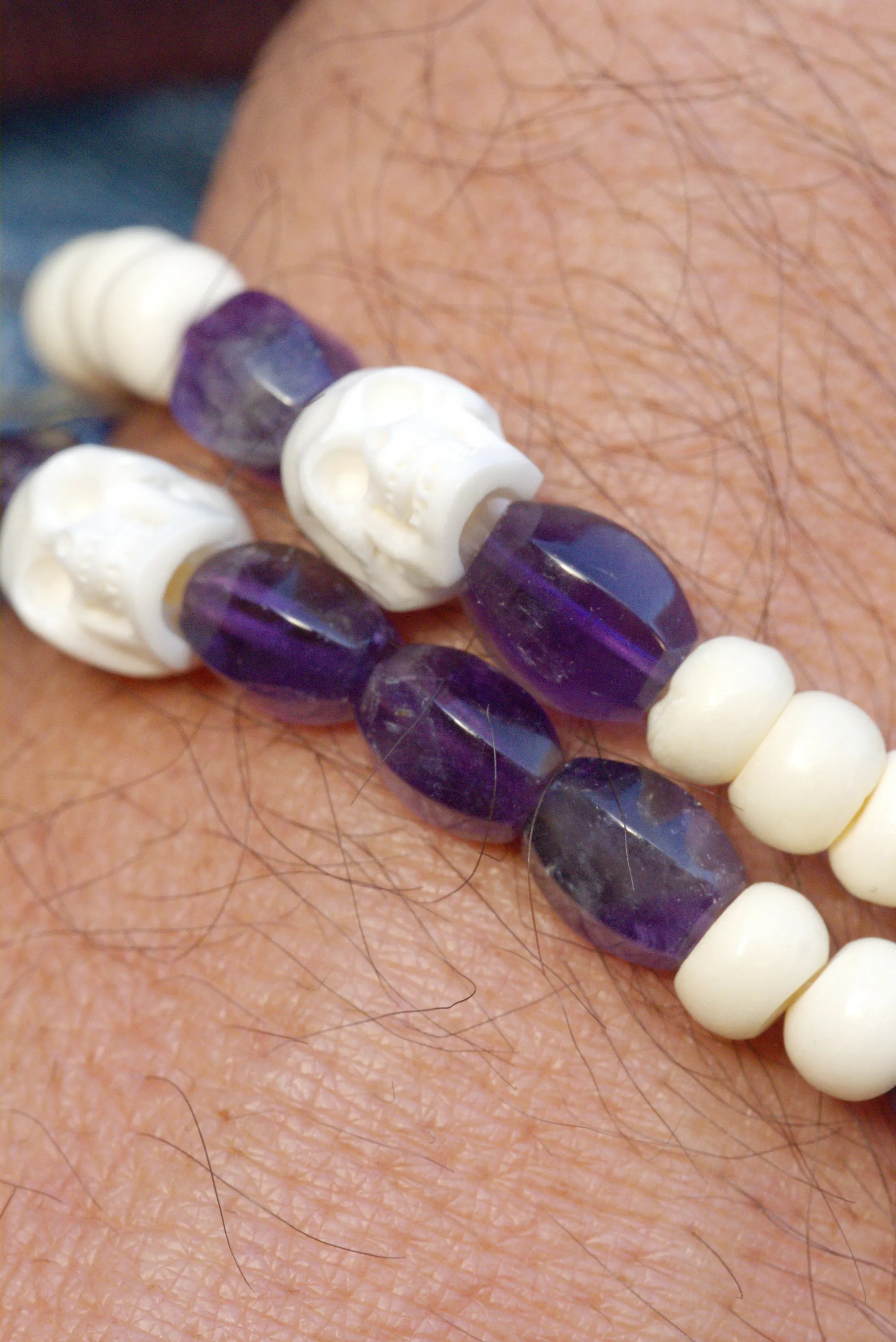 Amethyst skull bracelet set