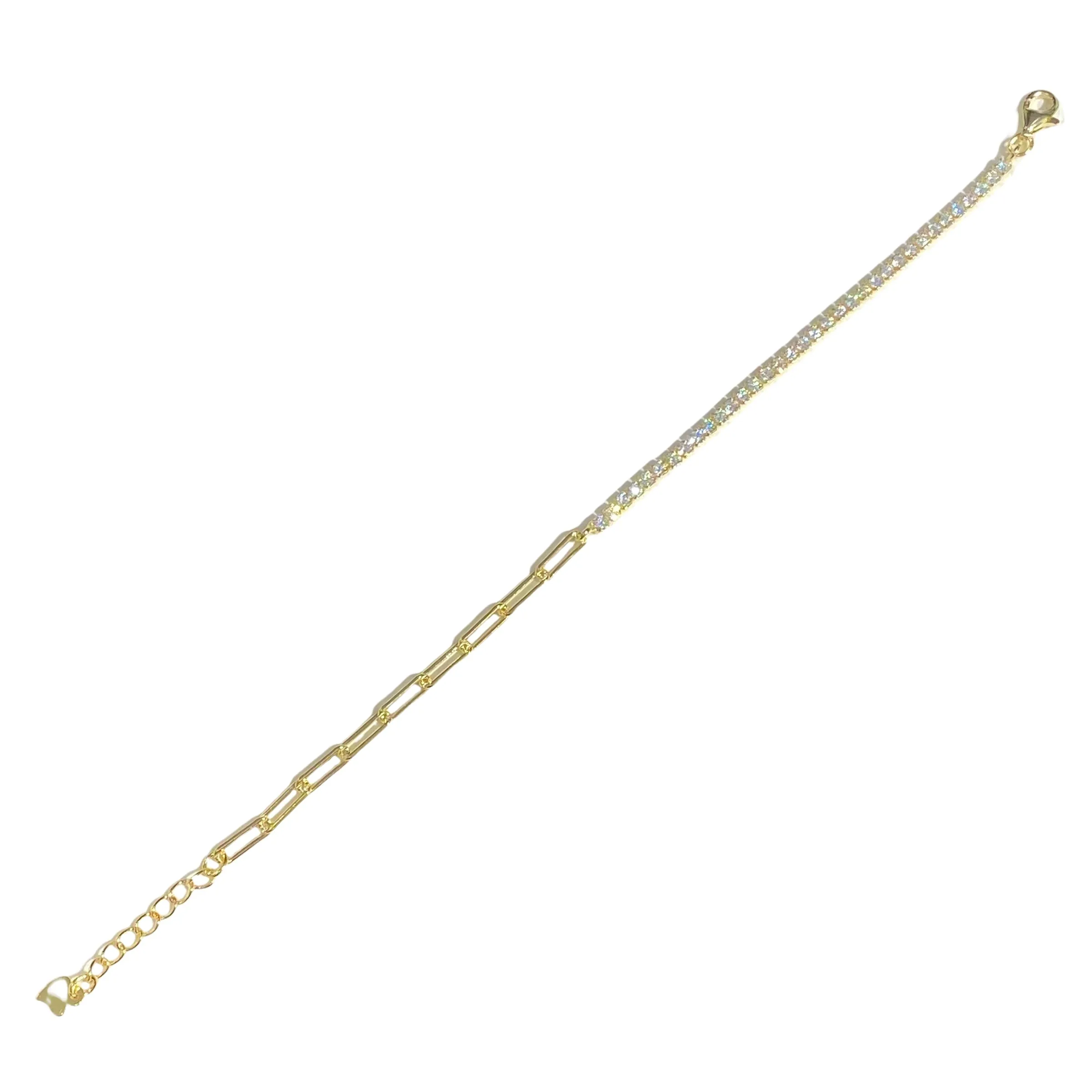 Amy Mixed Media Paperclip Link Tennis Bracelet
