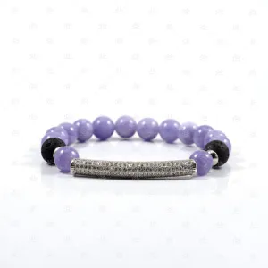 Angela : Light Amethyst Gemstone Lava Diffuser Bracelet
