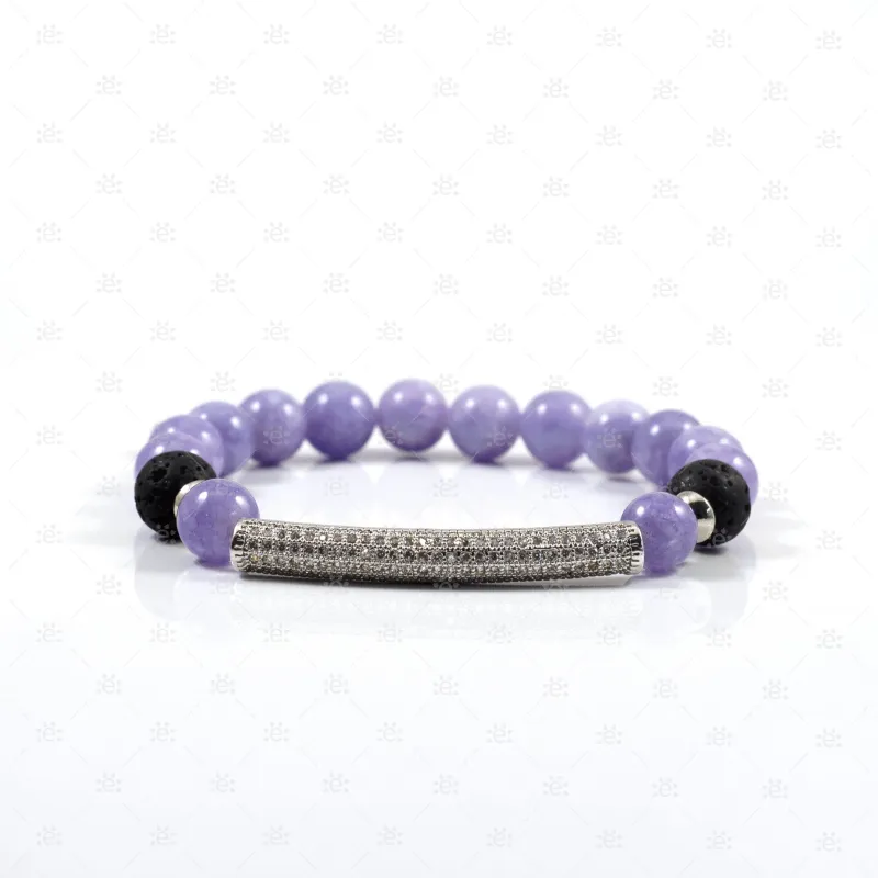 Angela : Light Amethyst Gemstone Lava Diffuser Bracelet