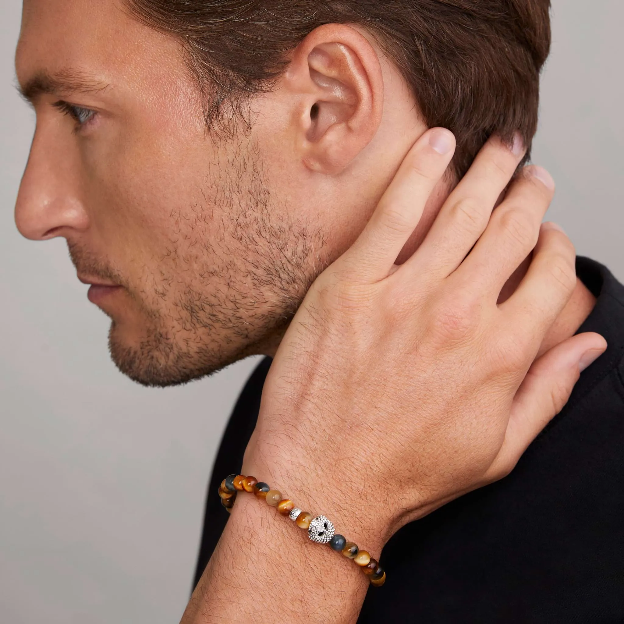 Anthem Tiger Eye Skull Bracelet