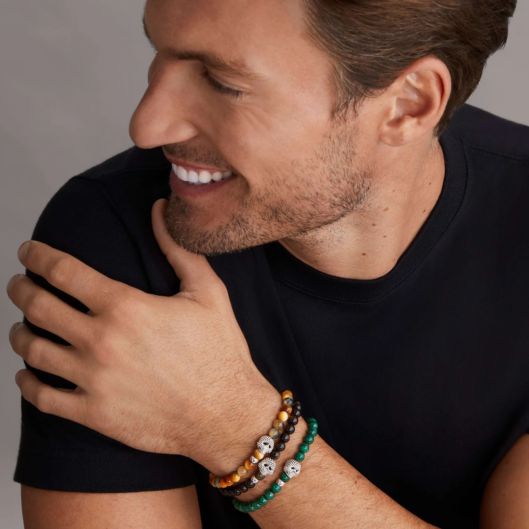 Anthem Tiger Eye Skull Bracelet