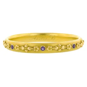Antique Amethyst Floral Motif Bangle Bracelet