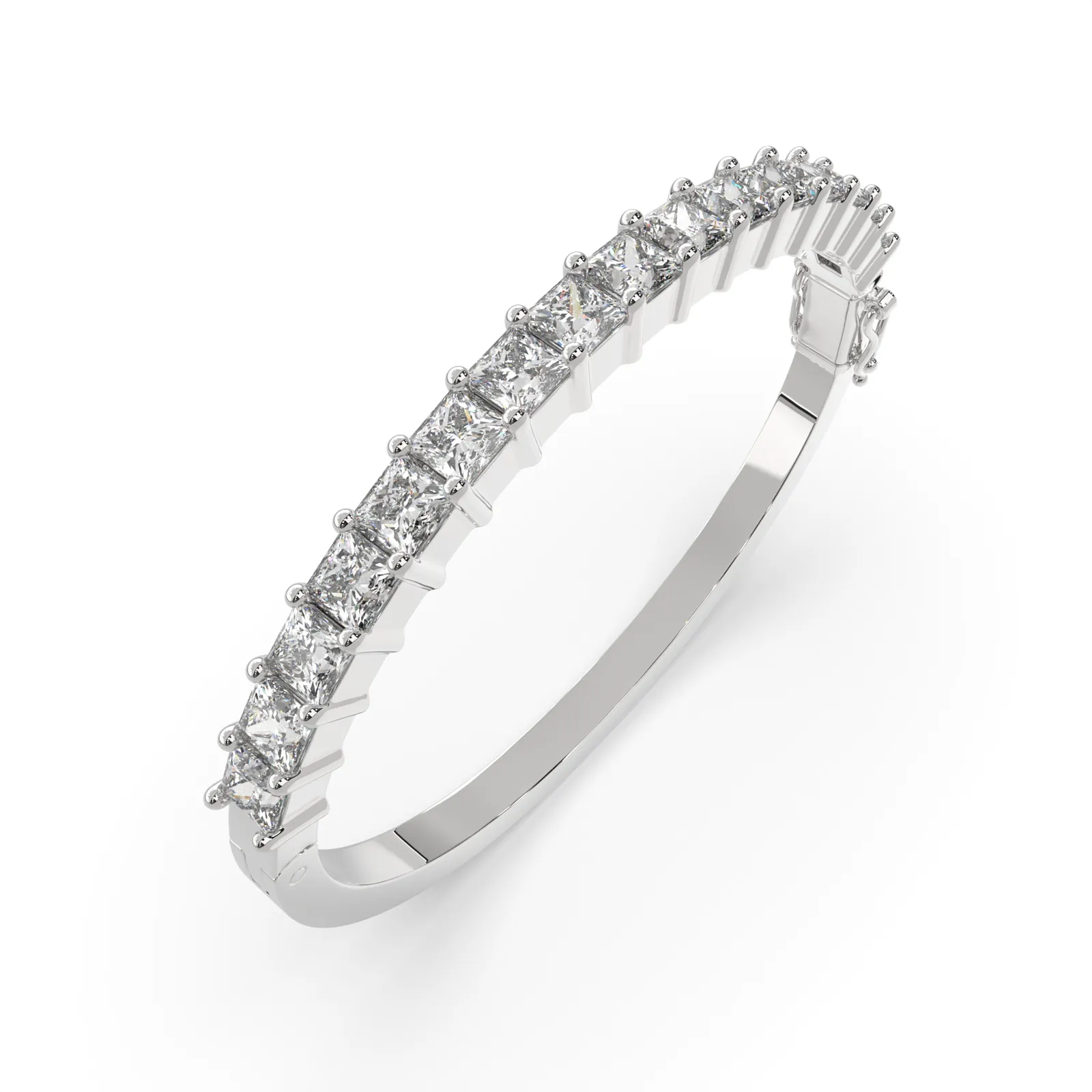 Apollonia Princess Cut Diamond Bangle Bracelet Shared Prong Hinged (8 ctw)