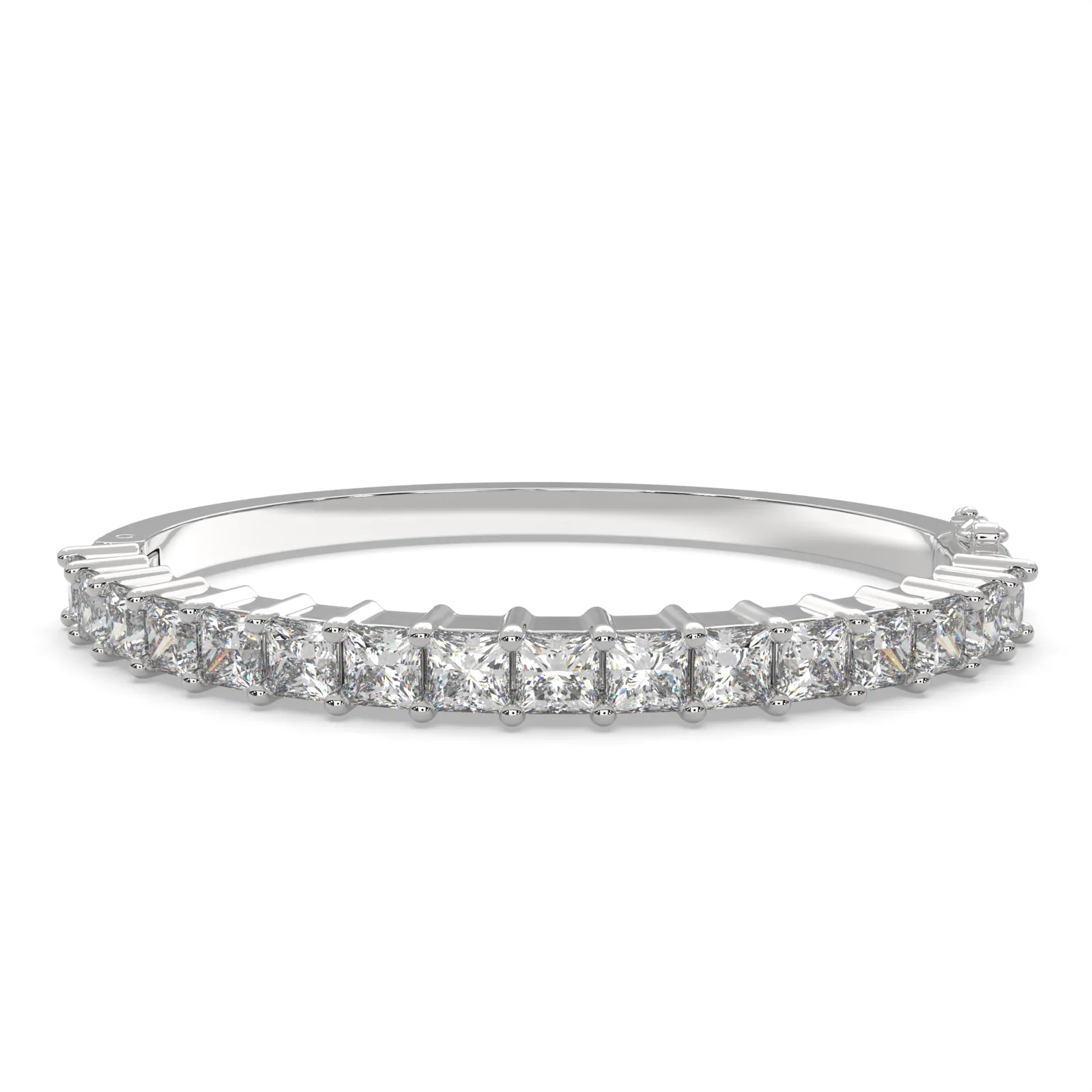 Apollonia Princess Cut Diamond Bangle Bracelet Shared Prong Hinged (8 ctw)