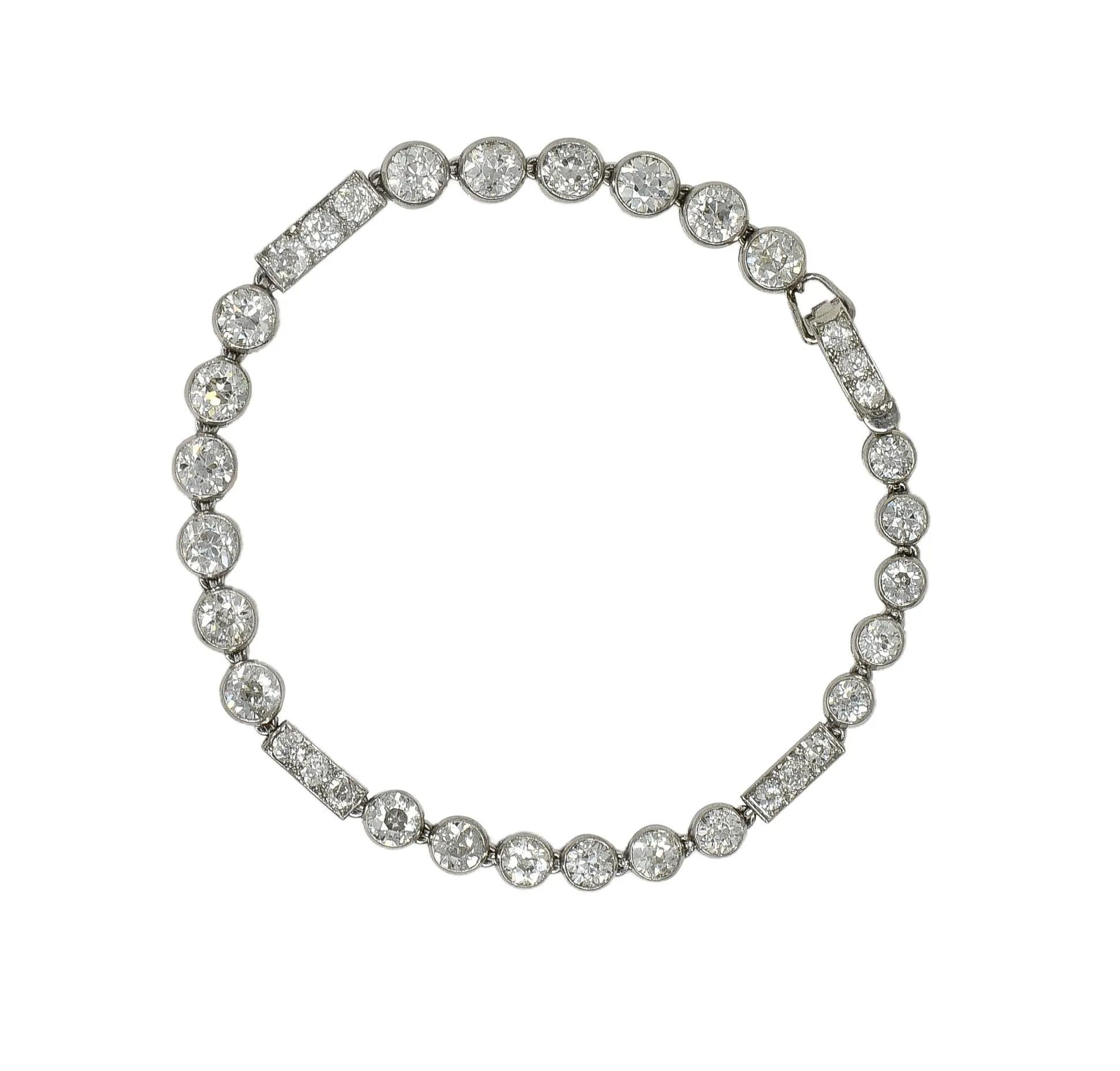 Art Deco 7.60 CTW  Diamond Platinum Antique Line Bracelet