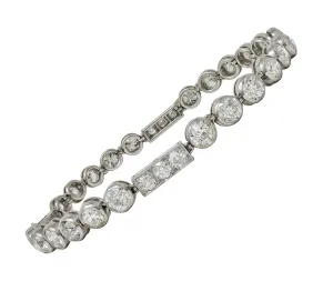 Art Deco 7.60 CTW  Diamond Platinum Antique Line Bracelet