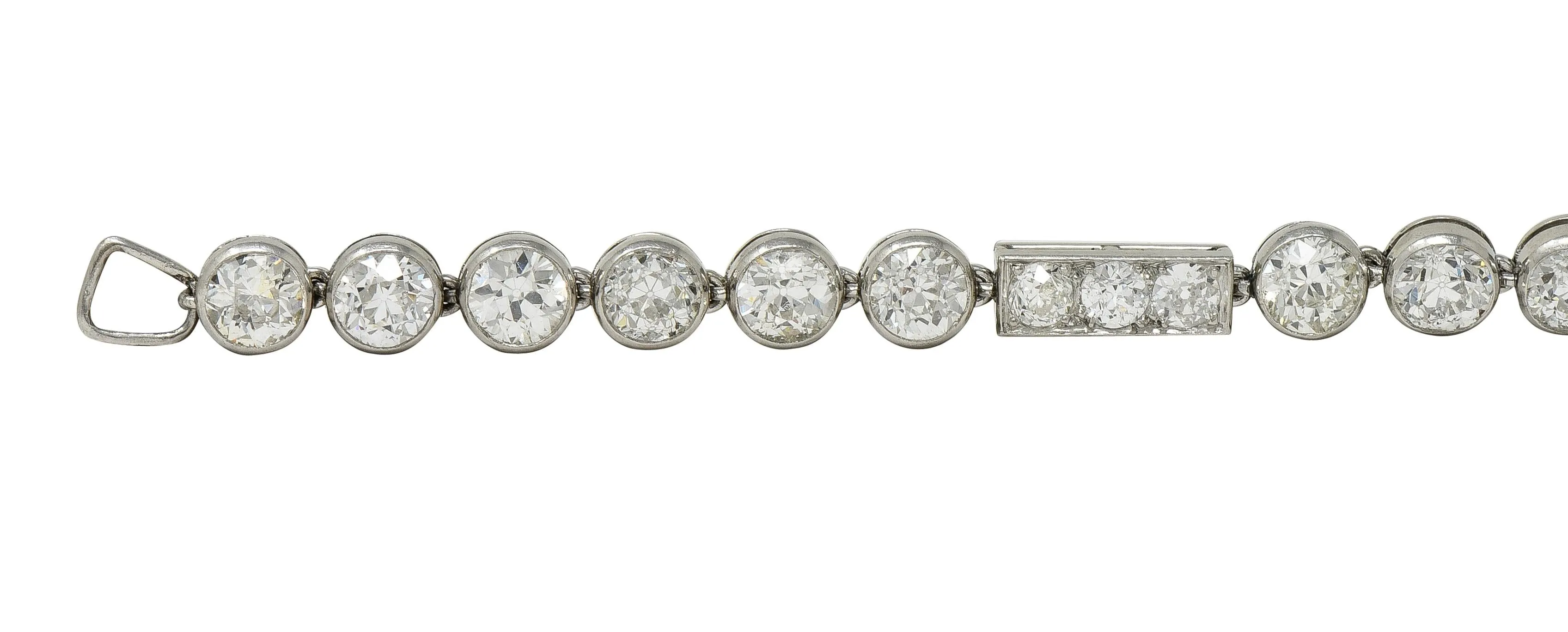 Art Deco 7.60 CTW  Diamond Platinum Antique Line Bracelet
