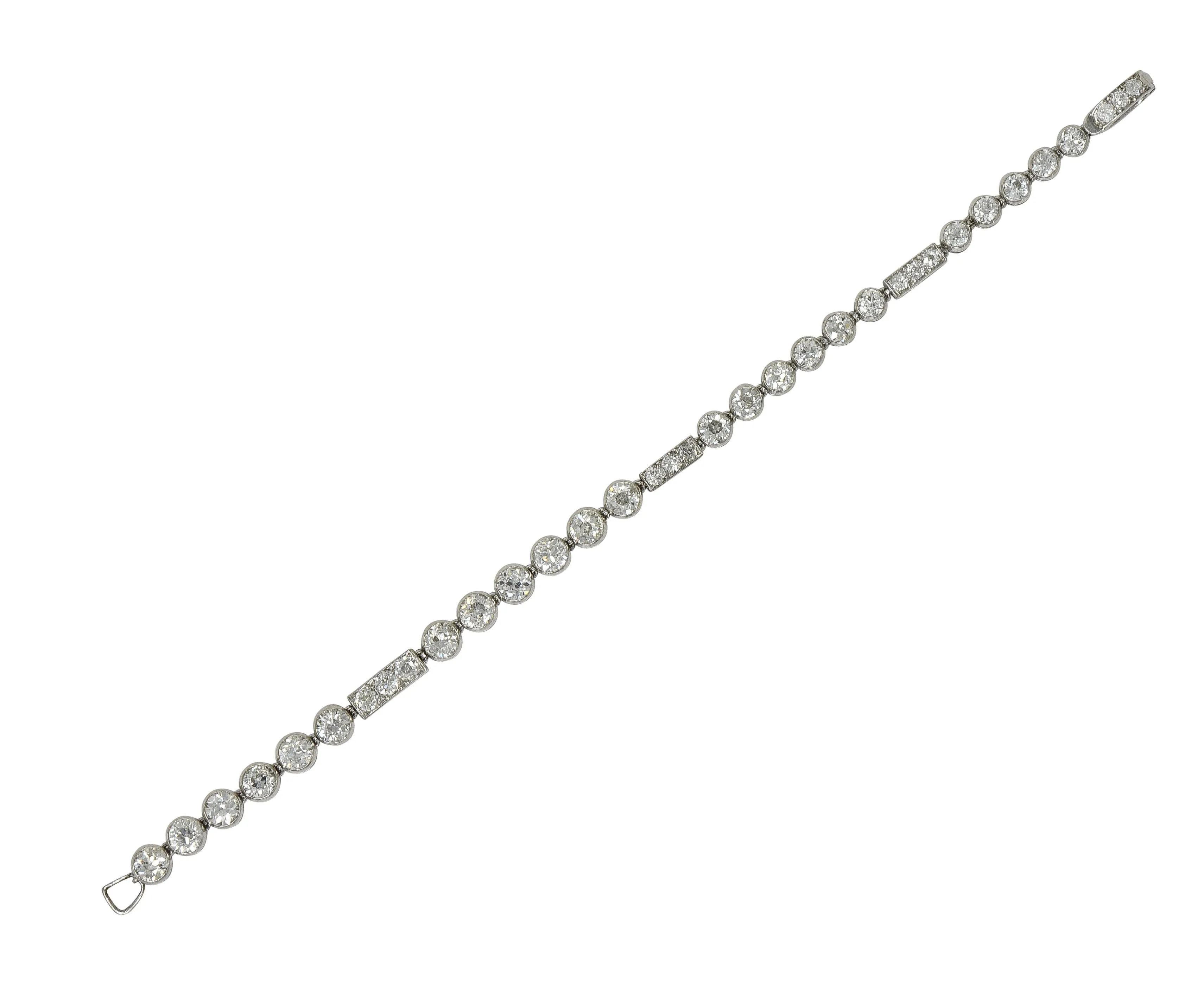Art Deco 7.60 CTW  Diamond Platinum Antique Line Bracelet
