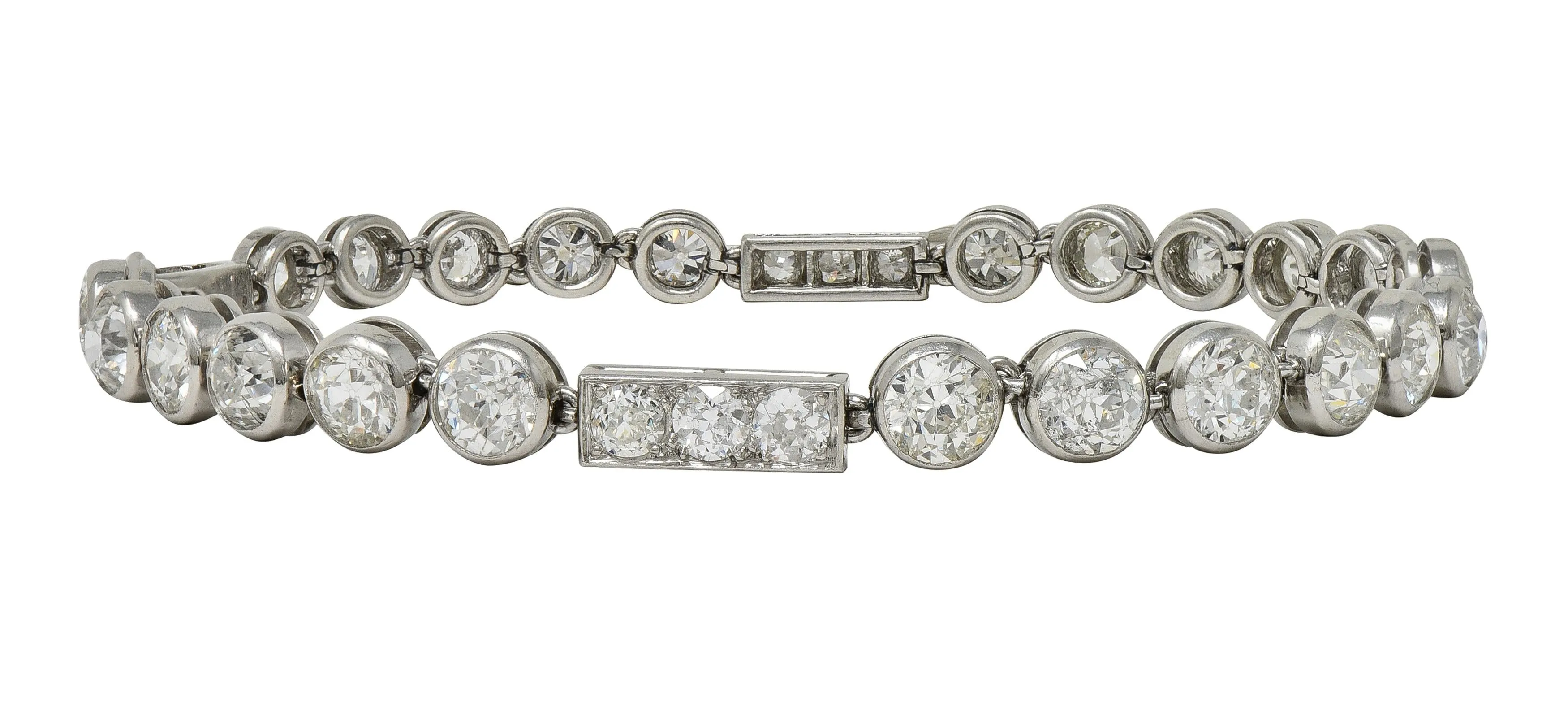 Art Deco 7.60 CTW  Diamond Platinum Antique Line Bracelet