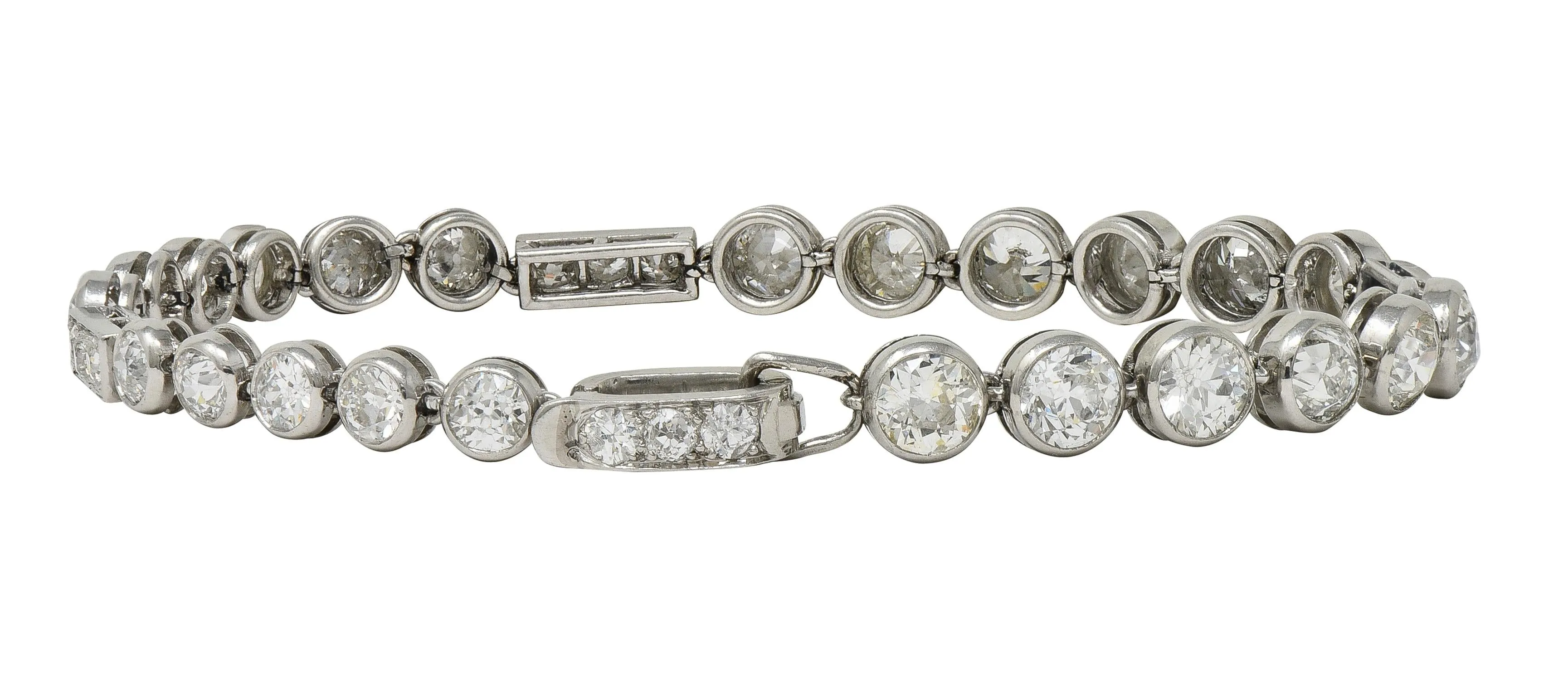 Art Deco 7.60 CTW  Diamond Platinum Antique Line Bracelet