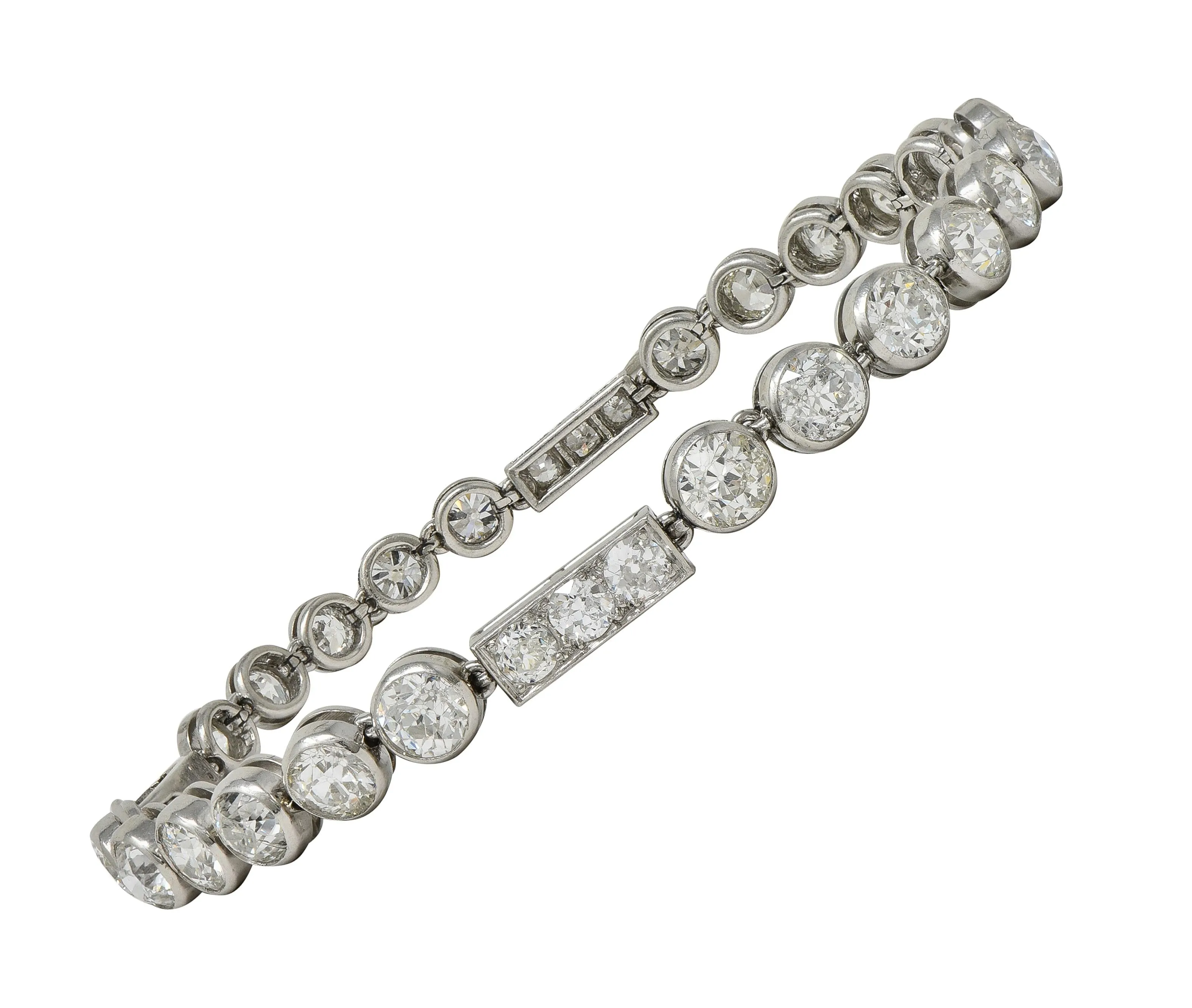 Art Deco 7.60 CTW  Diamond Platinum Antique Line Bracelet
