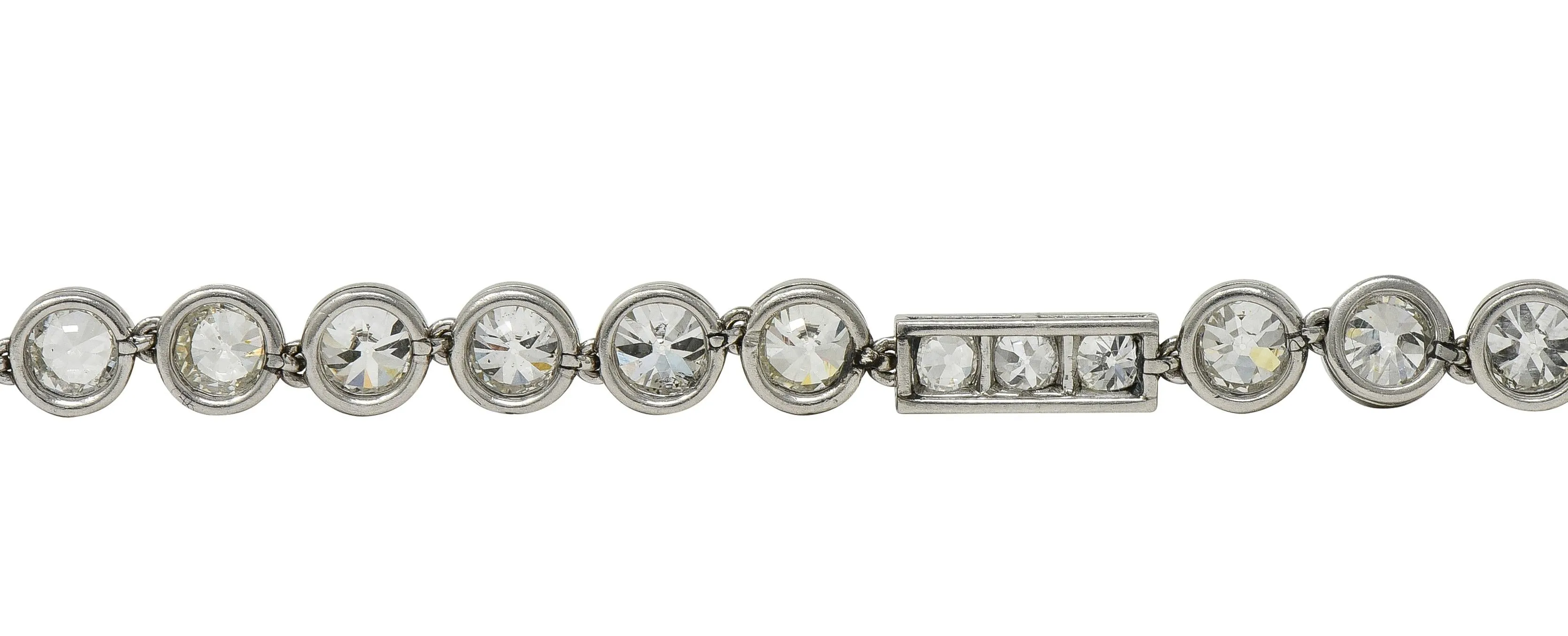 Art Deco 7.60 CTW  Diamond Platinum Antique Line Bracelet