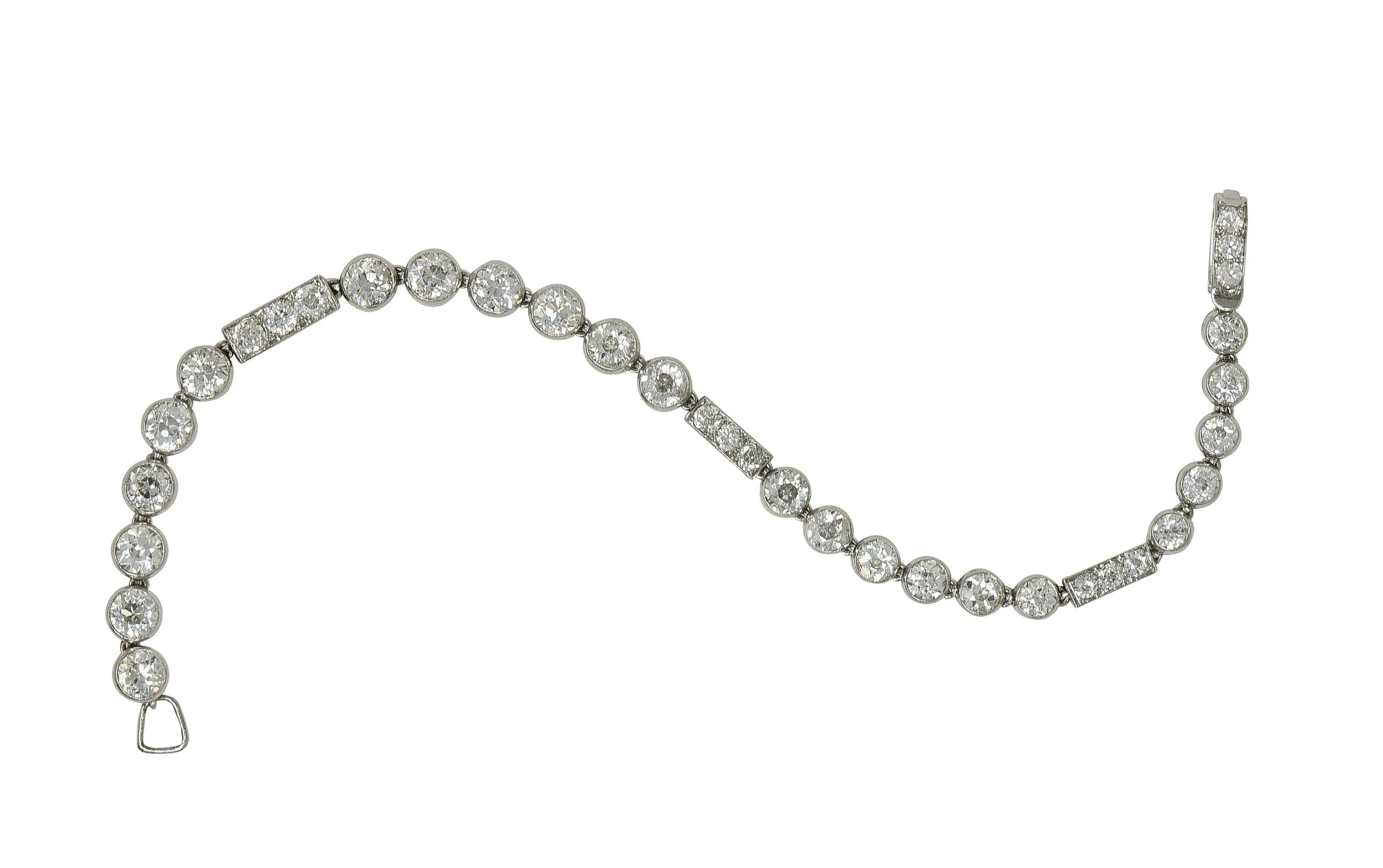Art Deco 7.60 CTW  Diamond Platinum Antique Line Bracelet