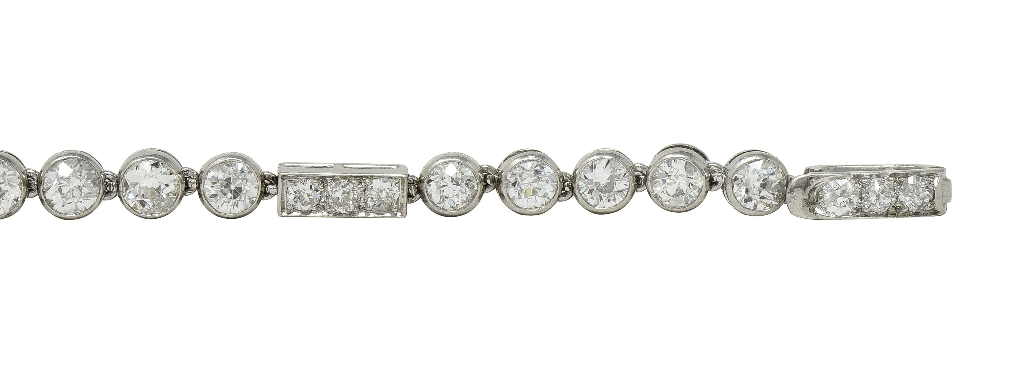 Art Deco 7.60 CTW  Diamond Platinum Antique Line Bracelet