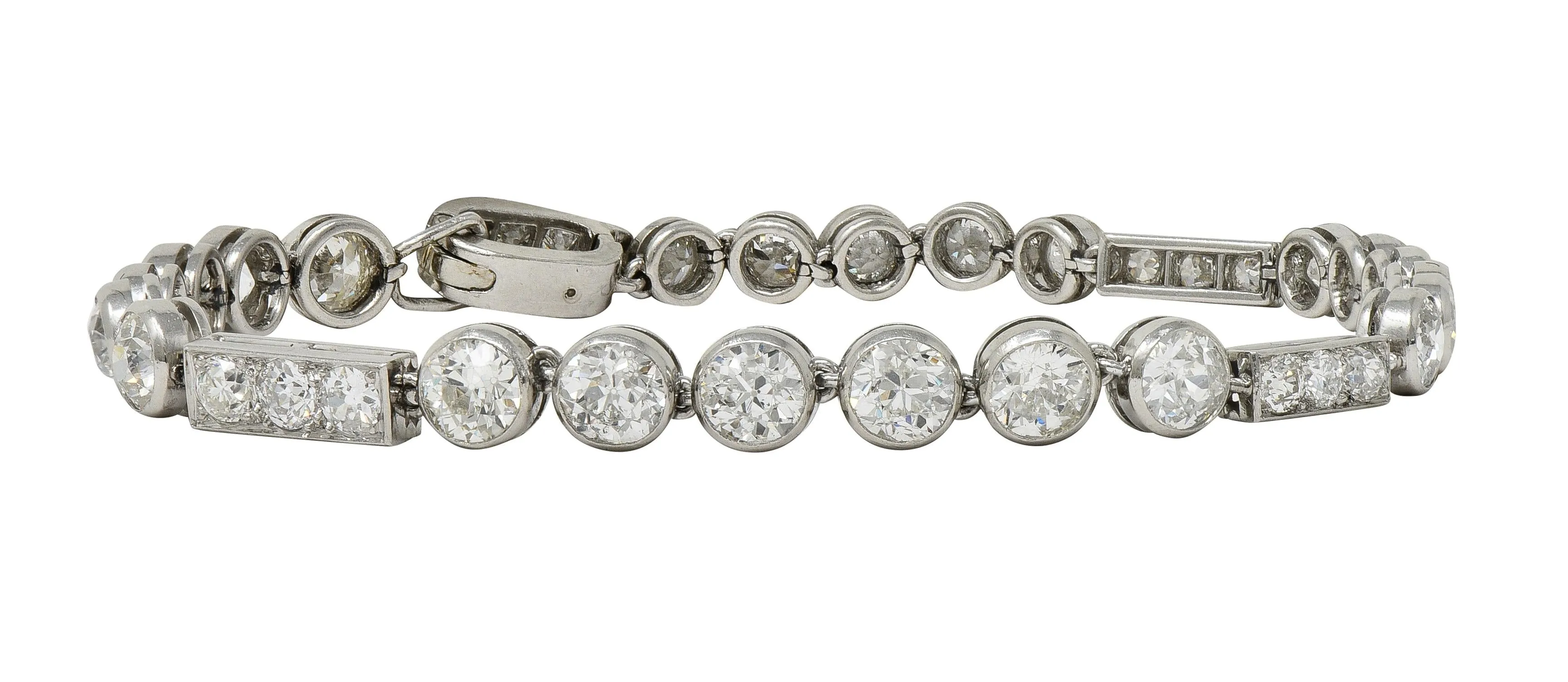 Art Deco 7.60 CTW  Diamond Platinum Antique Line Bracelet
