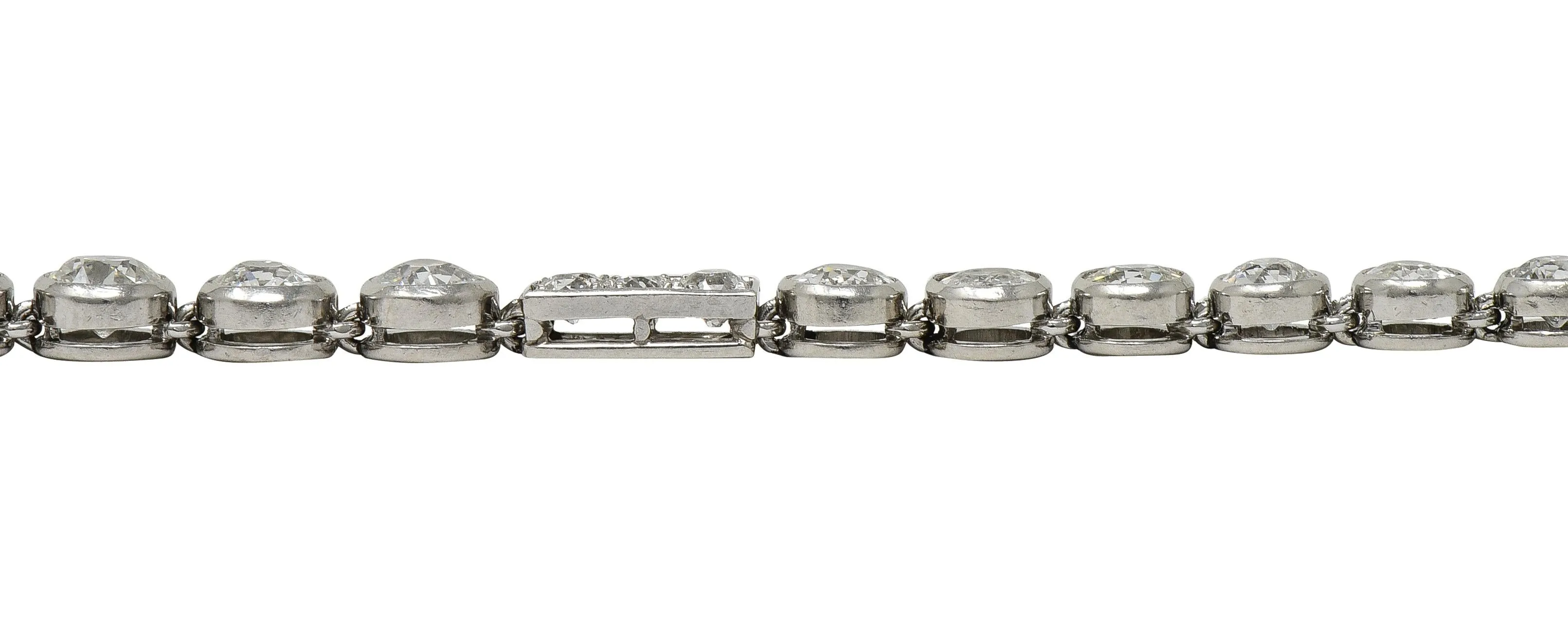 Art Deco 7.60 CTW  Diamond Platinum Antique Line Bracelet