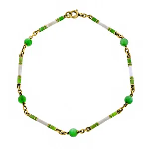 Art Deco Enamel & Jade Bracelet
