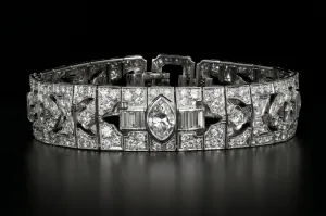 Art Deco Platinum 14 CTW Diamond Bangle Bracelet