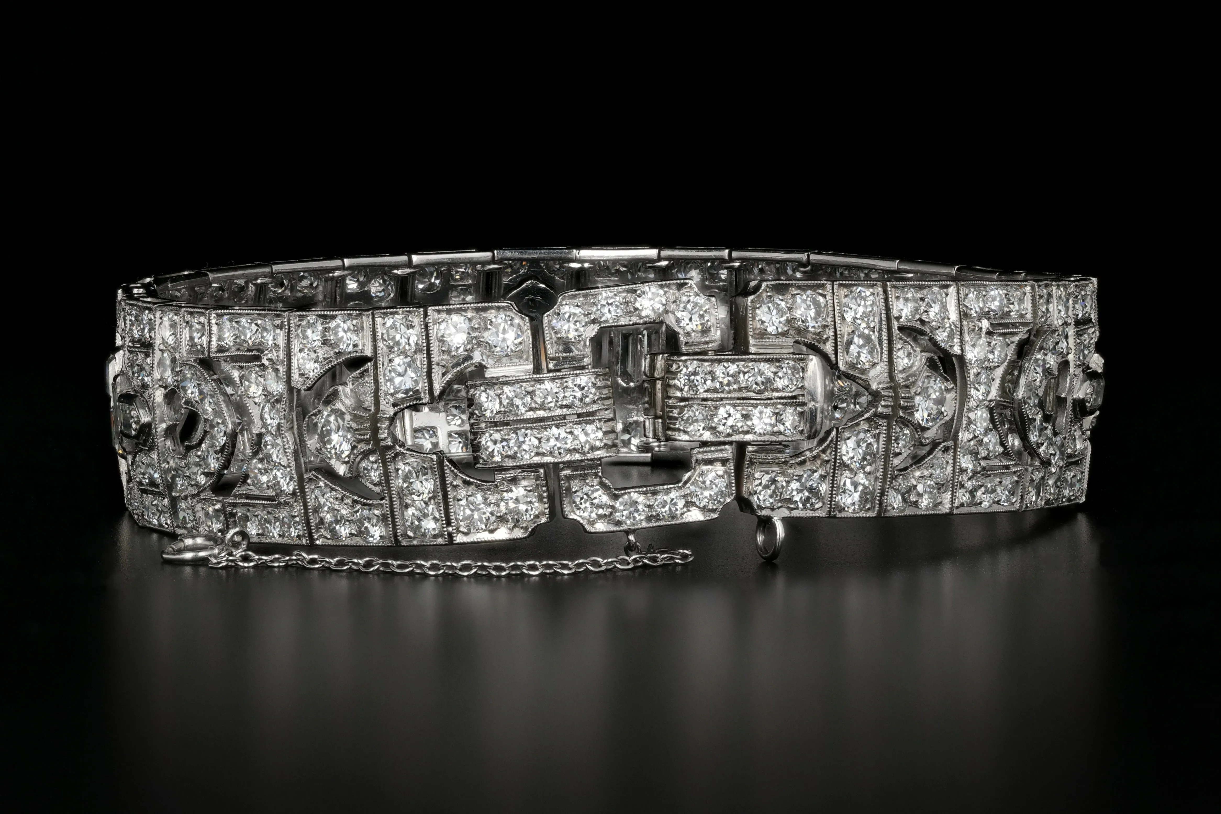 Art Deco Platinum 14 CTW Diamond Bangle Bracelet