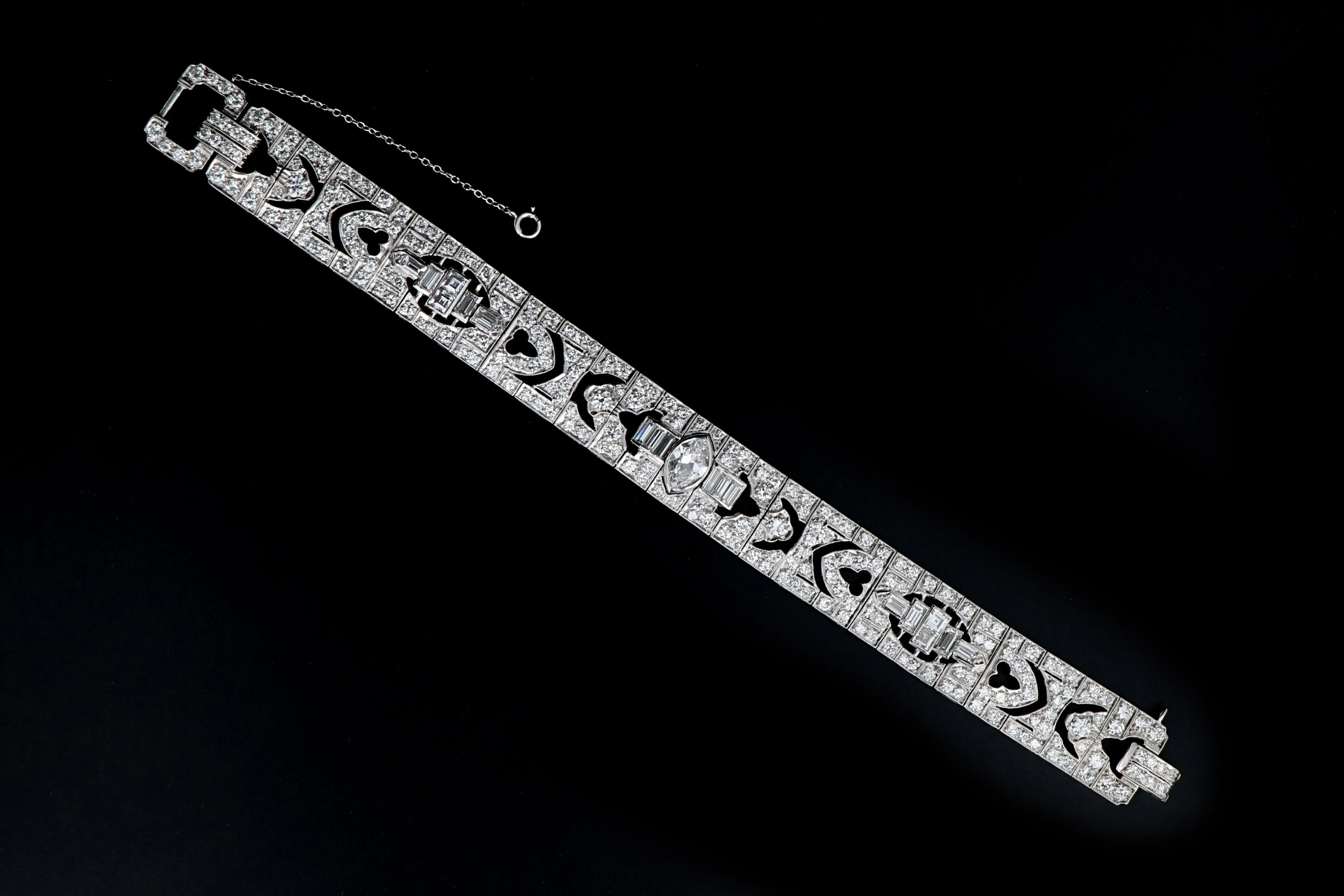 Art Deco Platinum 14 CTW Diamond Bangle Bracelet