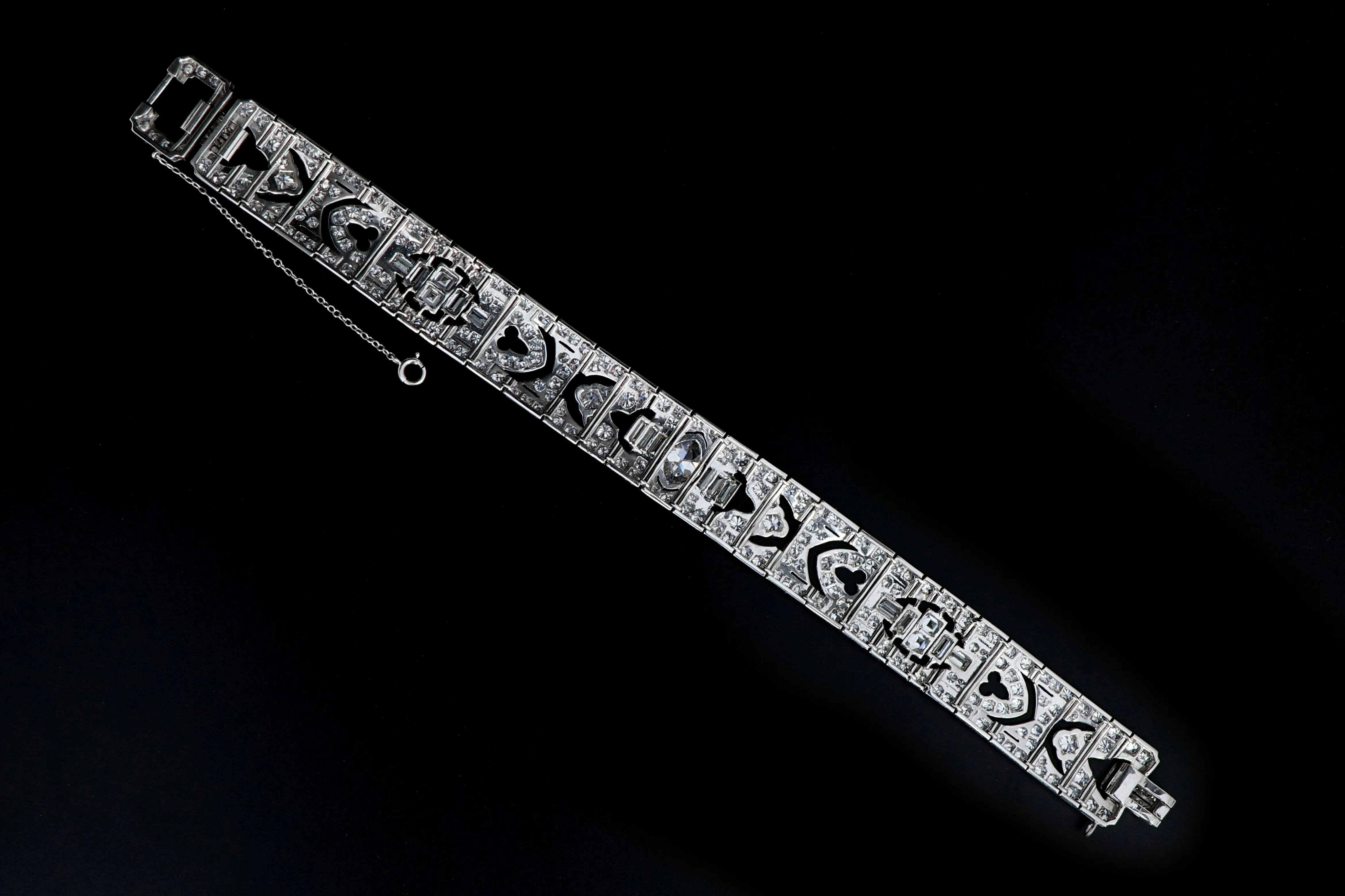 Art Deco Platinum 14 CTW Diamond Bangle Bracelet