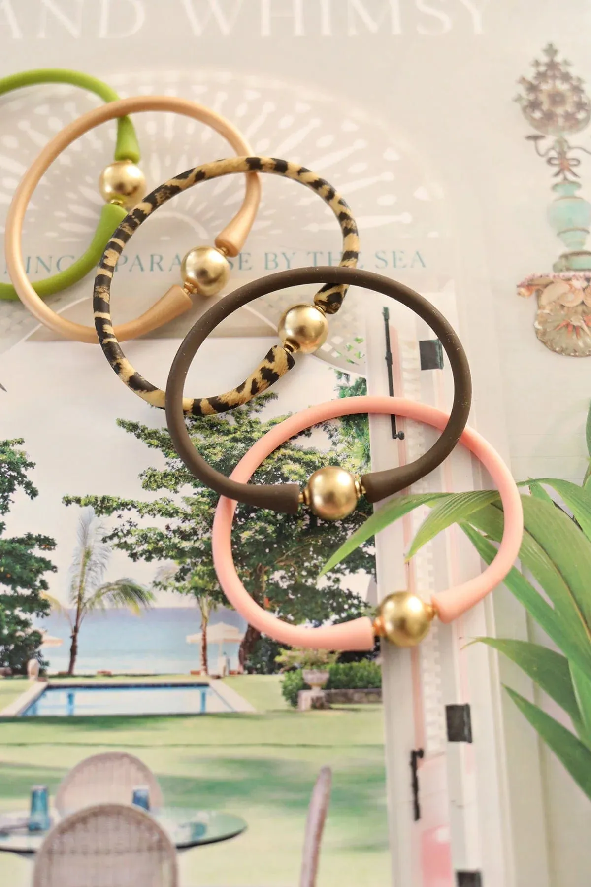 Bali 24K Gold Plated Bali Bead Silicone Bracelet - Metallic Gold