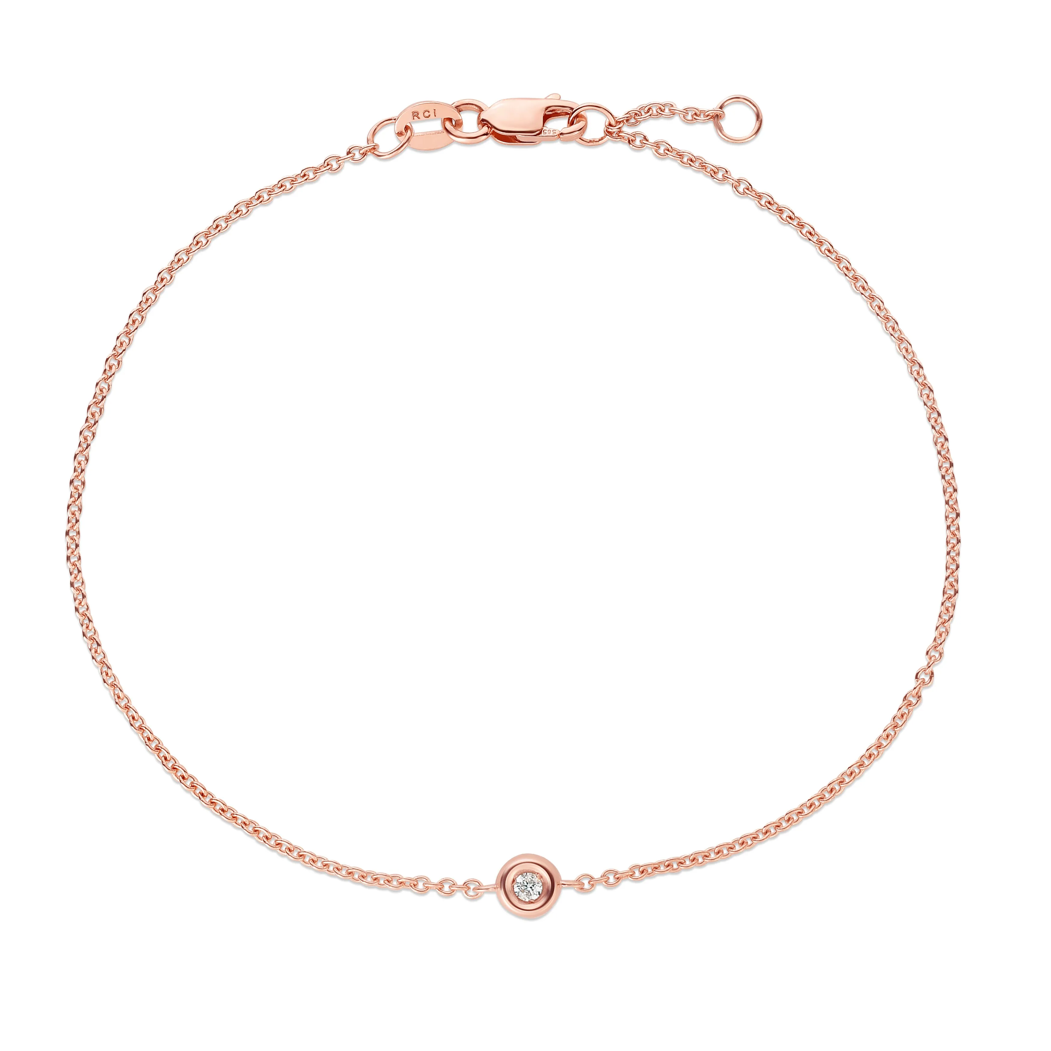 Bezel Diamond Dainty Bracelet In 14K Gold