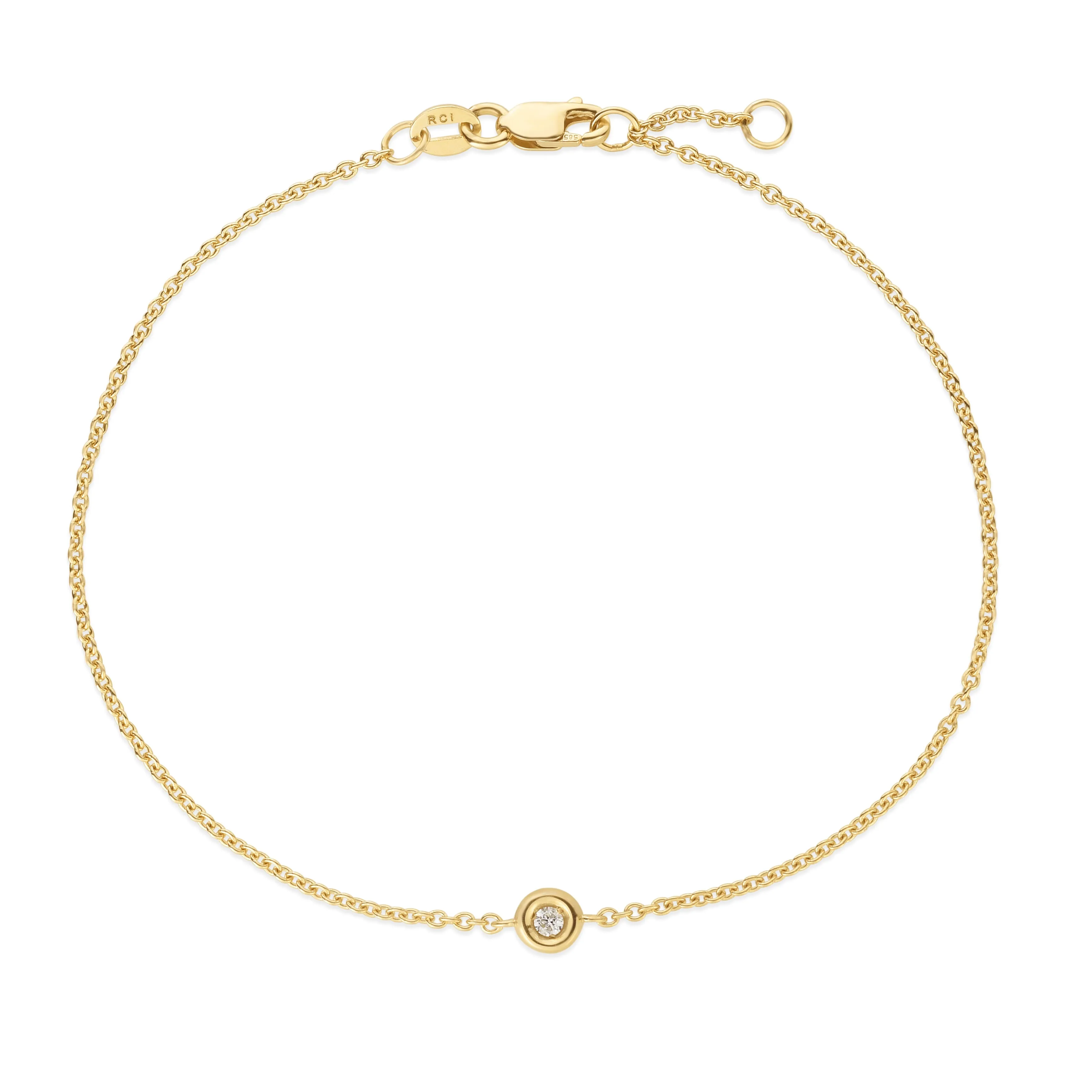 Bezel Diamond Dainty Bracelet In 14K Gold