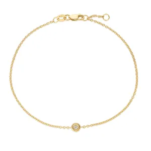 Bezel Diamond Dainty Bracelet In 14K Gold