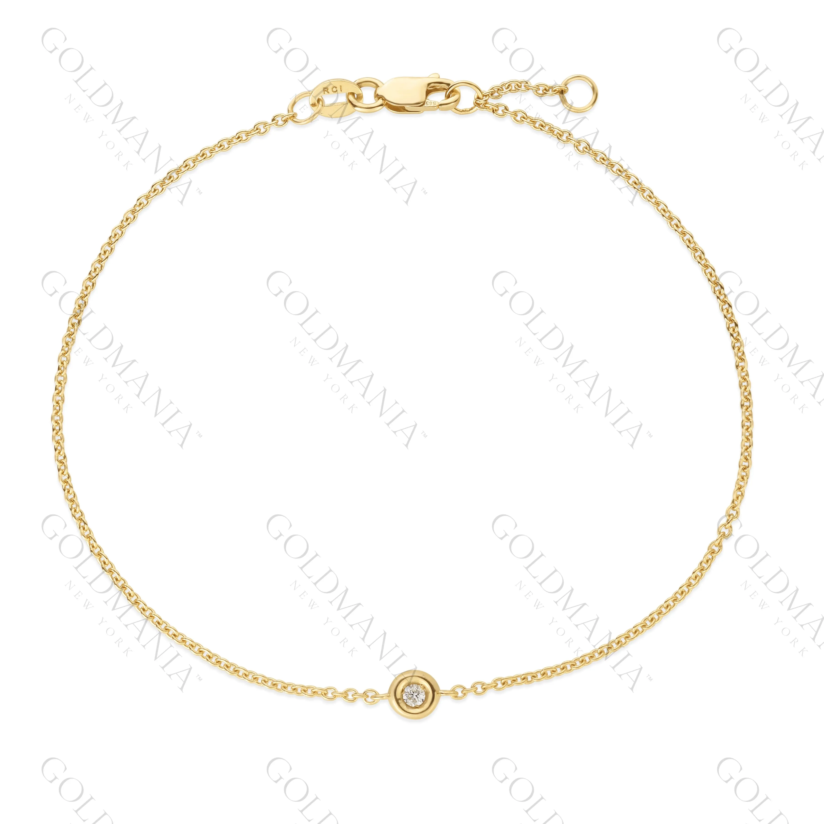 Bezel Diamond Dainty Bracelet In 14K Gold