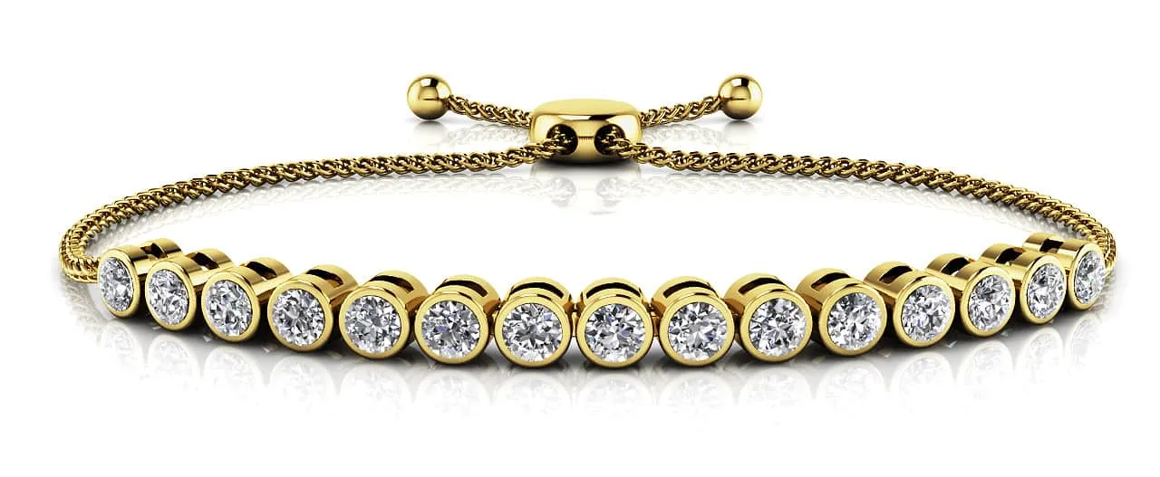 Bezel Set Adjustable Lab-Grown Diamond Bracelet with 0.76 ct.(finished) 2.25mm
