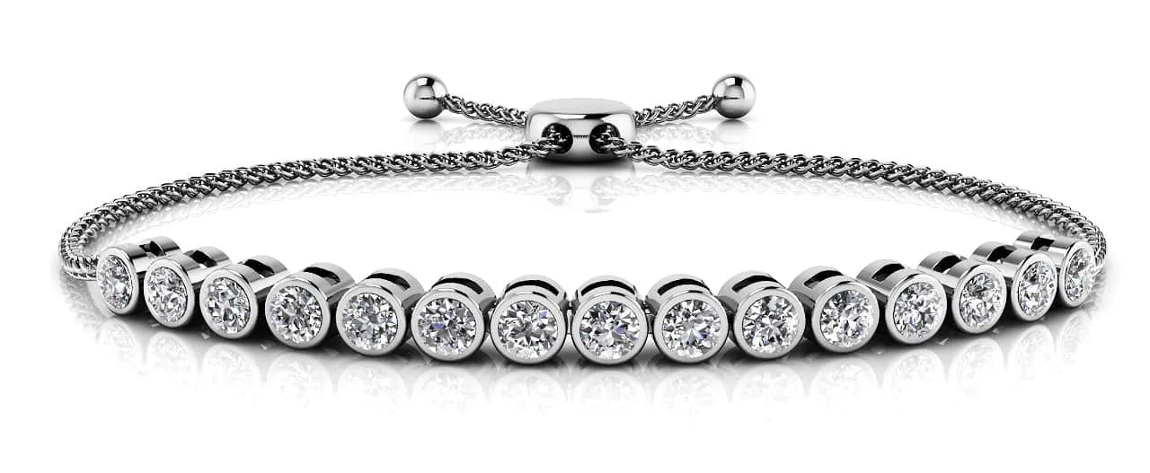 Bezel Set Adjustable Lab-Grown Diamond Bracelet with 0.76 ct.(finished) 2.25mm