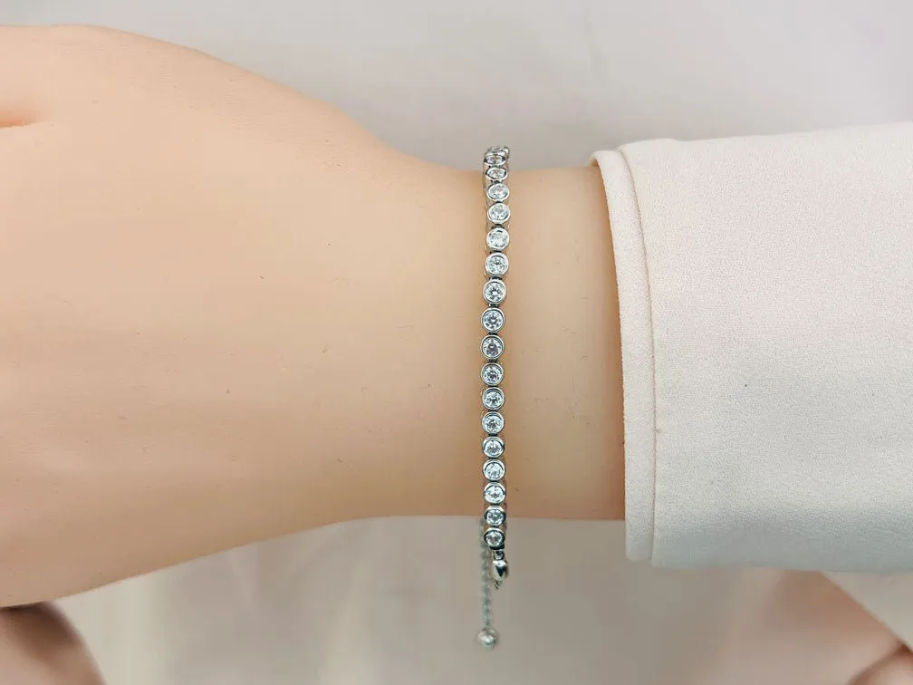 Bezel Set Adjustable Lab-Grown Diamond Bracelet with 0.76 ct.(finished) 2.25mm