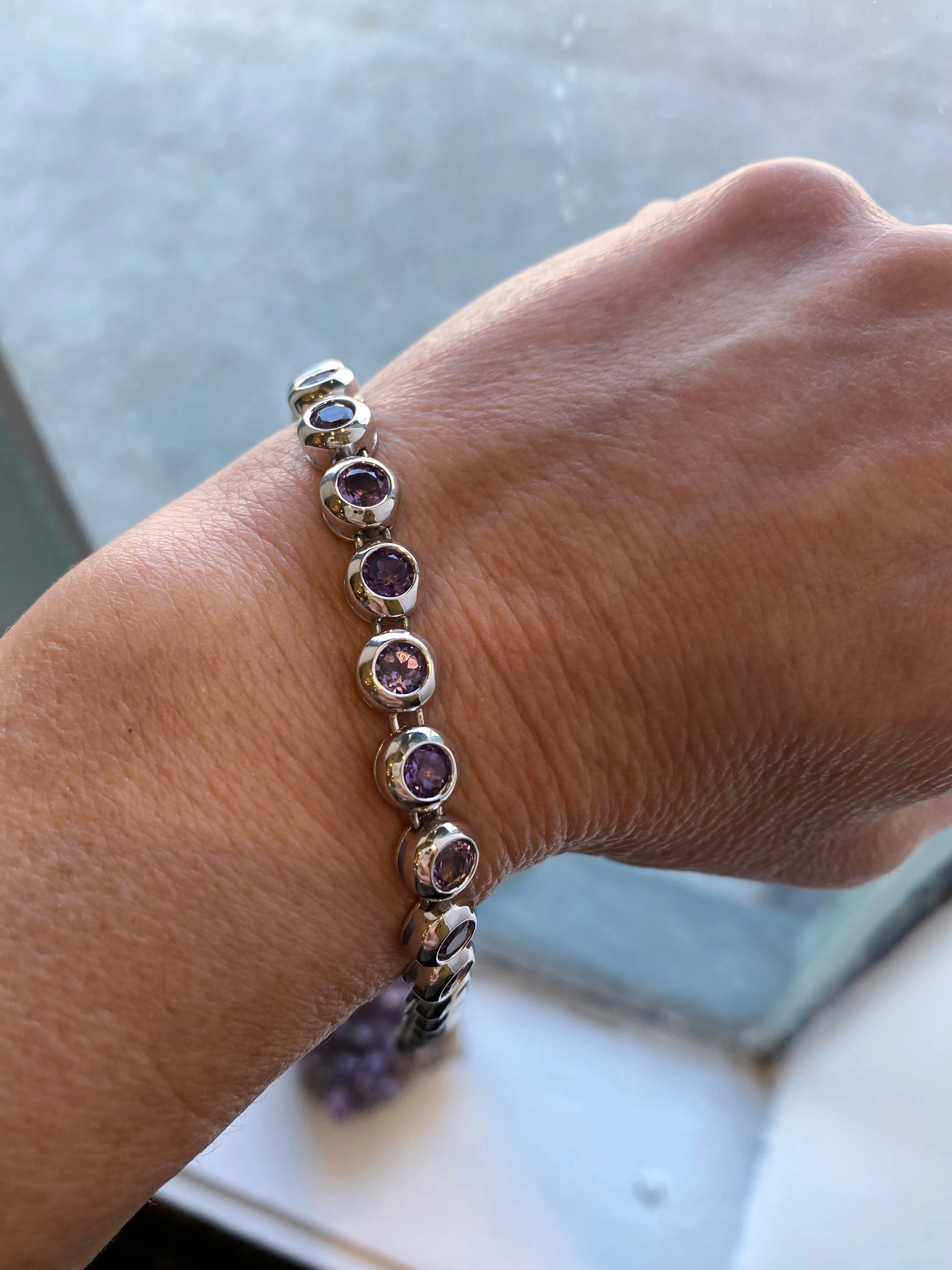 Bezel Set Amethyst Bracelet