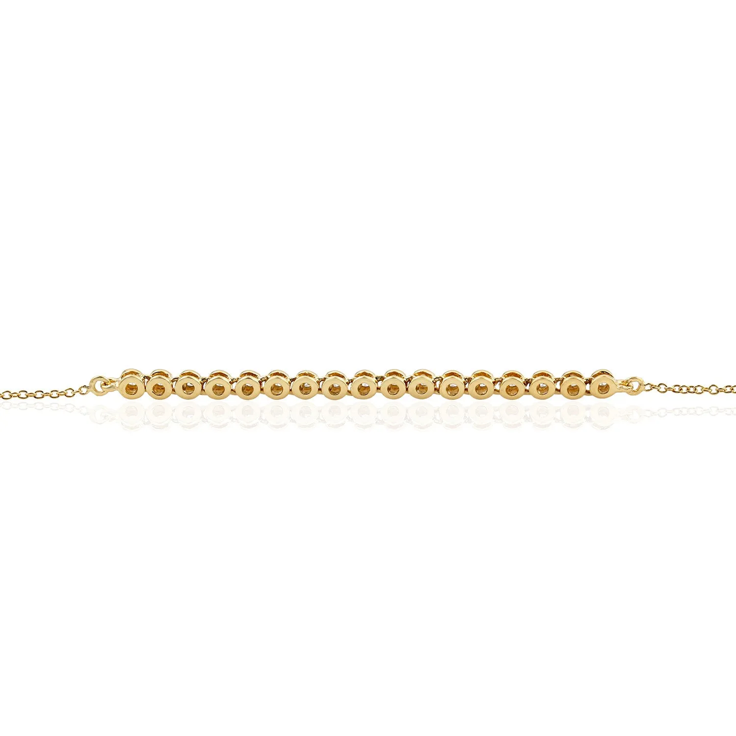 Bezel Set Diamond In 18k Solid Gold Designer Fixed And Flexible Bracelet For Gift